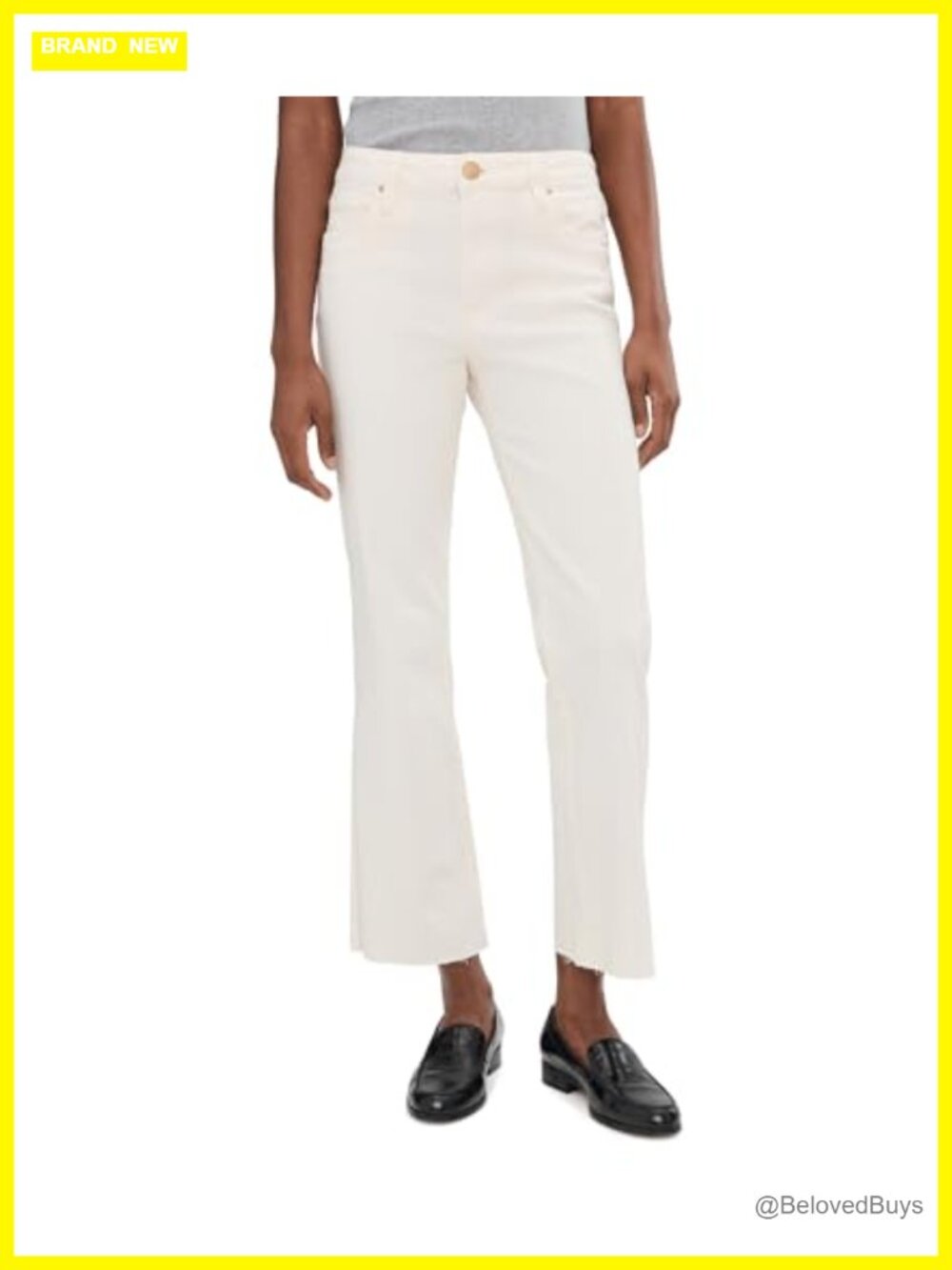 High-Rise Ankle Flare Jeans Raw Hem Cropped Kick Flare Relaxed Fit